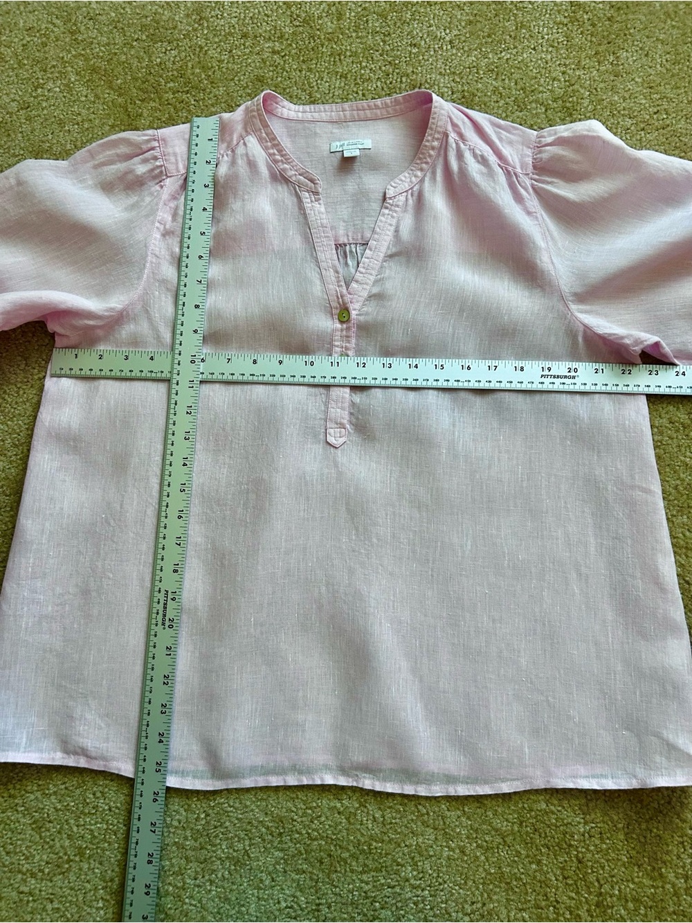 J. Jill Pink Linen Puff Sleeve Top - Picture 4 of 7